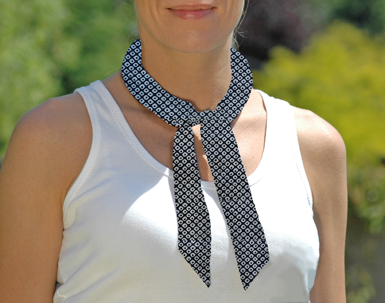 Cooling Tie -  Blue Square Dot