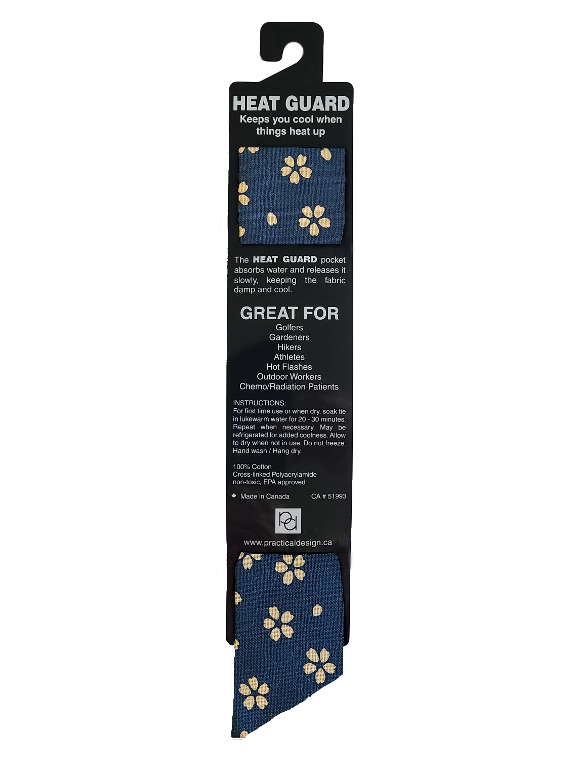 Cooling Tie -  Navy Beige Daisy